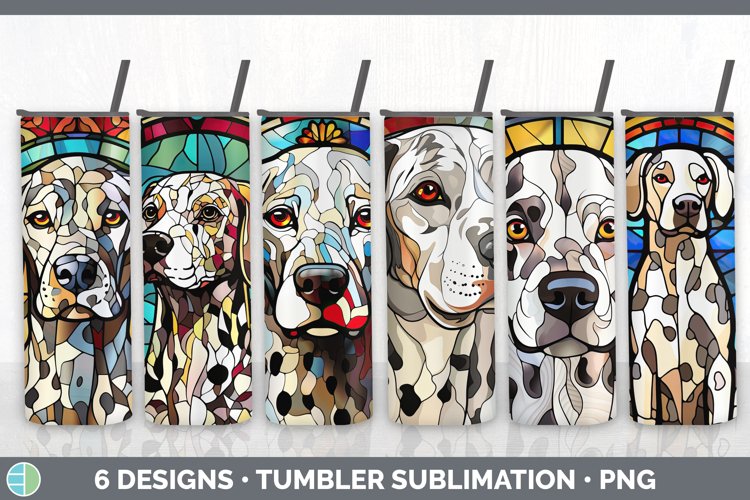 Stained Glass Dalmatian Dog Tumbler | Sublimation 20 oz Skin