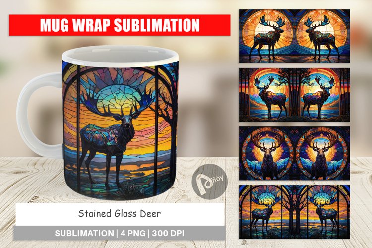 Mug Wrap Design Stained Glass Deer