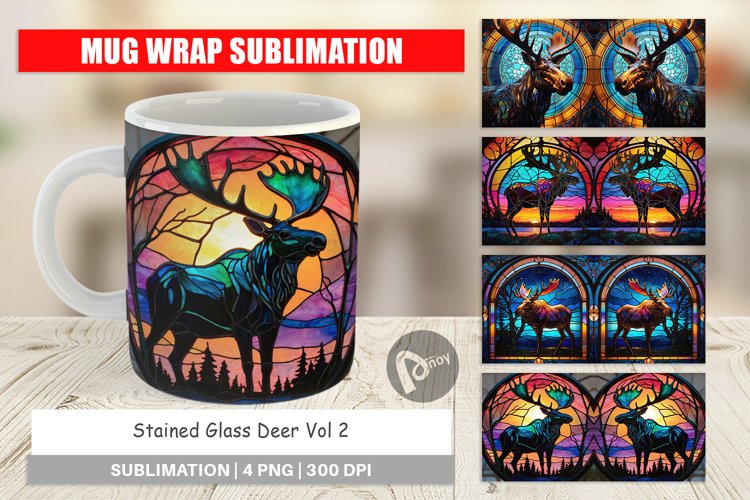 Mug Wrap Design Stained Glass Deer
