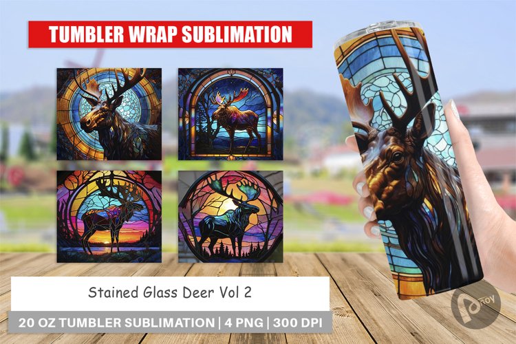 Tumbler Wrap Stained Glass Deer