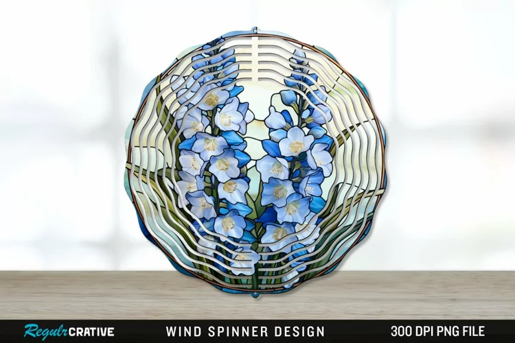 Stained Glass Delphinium Flowers Wind Spinner Sublimation