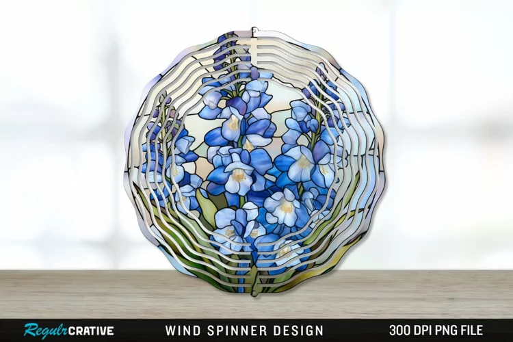 Stained Glass Delphinium Flowers Wind Spinner Sublimation