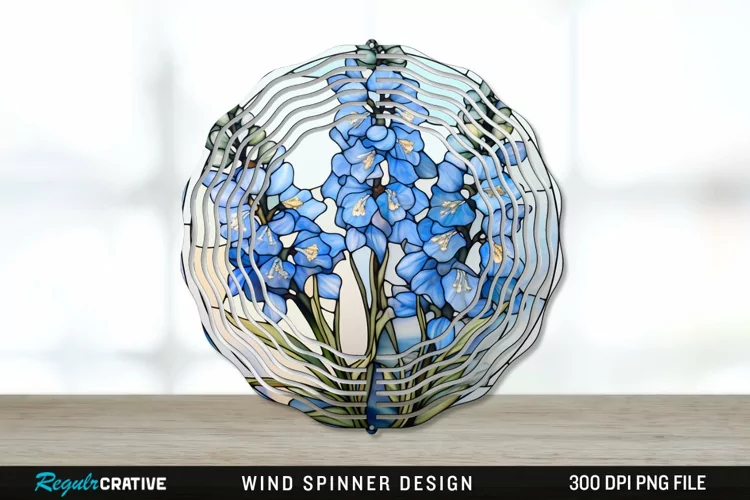 Stained Glass Delphinium Flowers Wind Spinner Sublimation