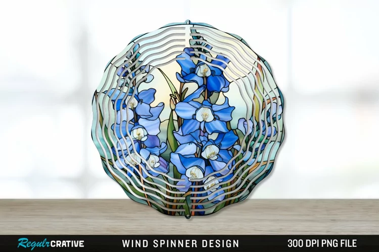 Stained Glass Delphinium Flowers Wind Spinner Sublimation