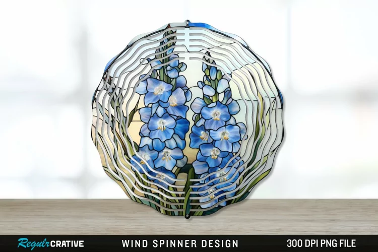 Stained Glass Delphinium Flowers Wind Spinner Sublimation