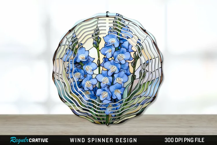 Stained Glass Delphinium Flowers Wind Spinner Sublimation