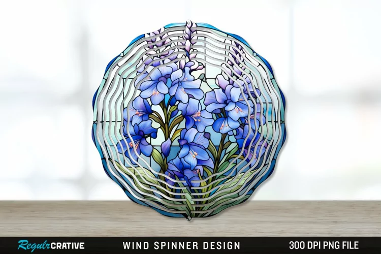 Stained Glass Delphinium Flowers Wind Spinner Sublimation