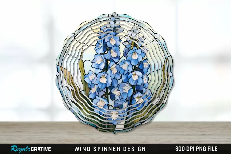 Stained Glass Delphinium Flowers Wind Spinner Sublimation