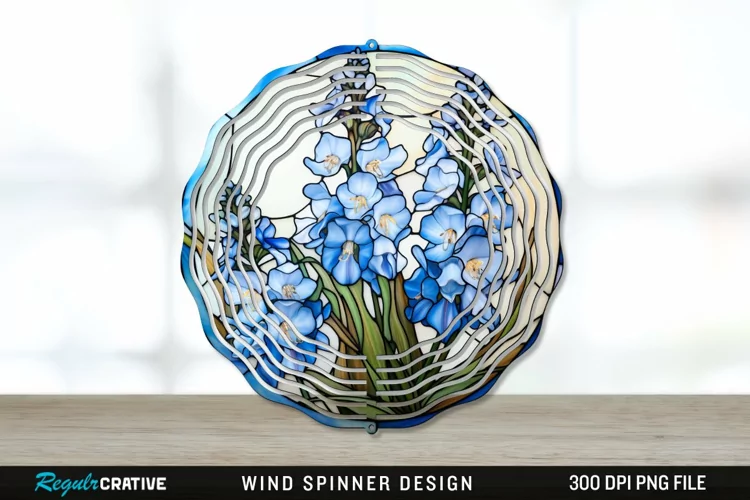Stained Glass Delphinium Flowers Wind Spinner Sublimation