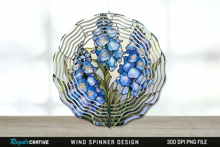 Stained Glass Delphinium Flowers Wind Spinner Sublimation