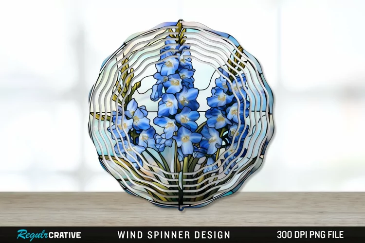 Stained Glass Delphinium Flowers Wind Spinner Sublimation