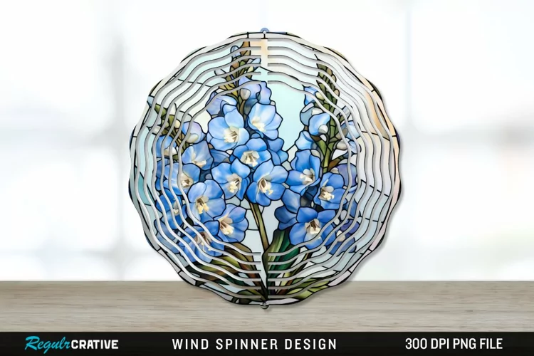 Stained Glass Delphinium Flowers Wind Spinner Sublimation