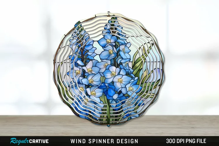 Stained Glass Delphinium Flowers Wind Spinner Sublimation