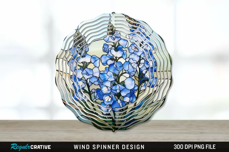 Stained Glass Delphinium Flowers Wind Spinner Sublimation