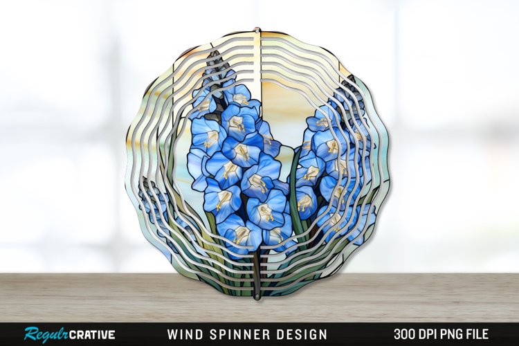 Stained Glass Delphinium Flowers Wind Spinner Sublimation example image 1