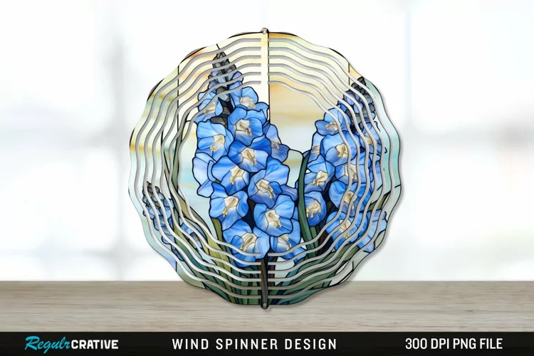 Stained Glass Delphinium Flowers Wind Spinner Sublimation