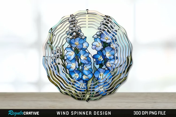 Stained Glass Delphinium Flowers Wind Spinner Sublimation