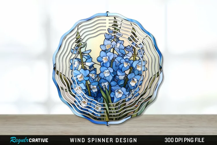 Stained Glass Delphinium Flowers Wind Spinner Sublimation