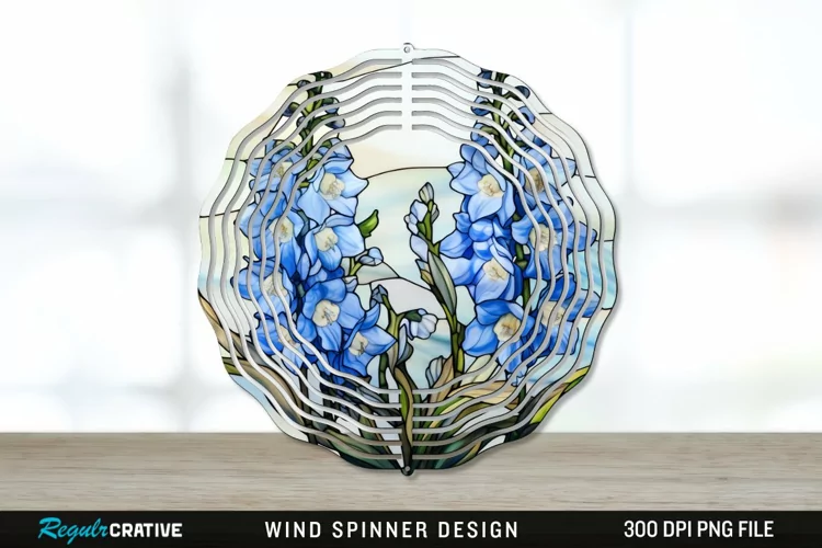 Stained Glass Delphinium Flowers Wind Spinner Sublimation