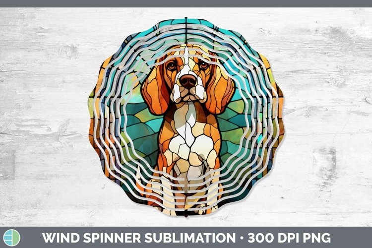 GorgeousStained Glass Dog Wind Spinner design.