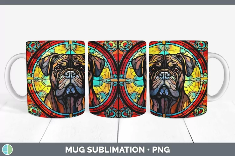 Stained Glass Dog Cane Corso Mug Wrap Sublimation Coffee Cup
