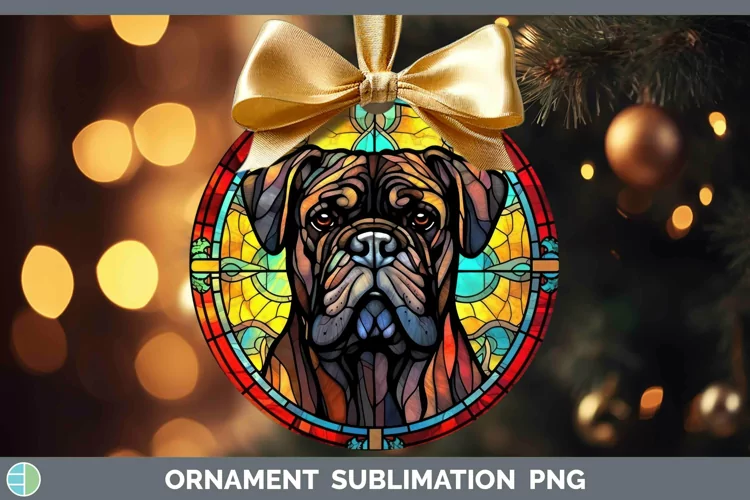 Stained Glass Dog Cane Corso Ornament Sublimation Bauble Des