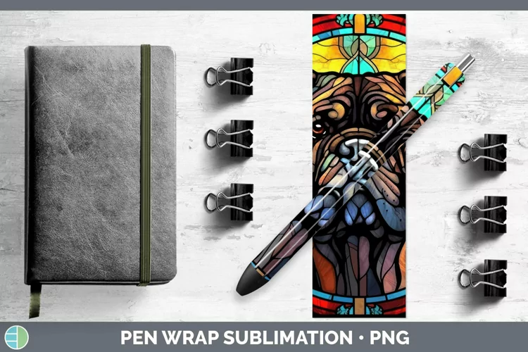 Stained Glass Dog Cane Corso Pen Wrap Sublimation Epoxy Pen