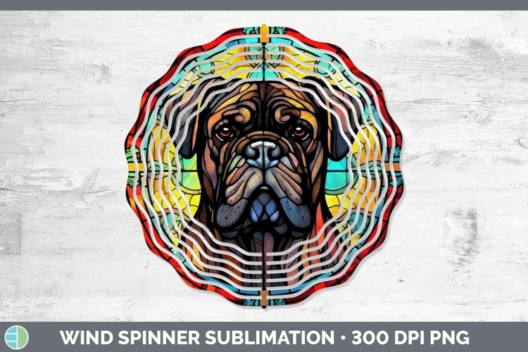 GorgeousStained Glass Dog Wind Spinner design.