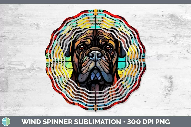 Stained Glass Dog Cane Corso Wind Spinner Sublimation Spinne
