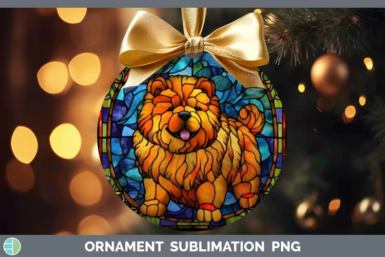 Stained Glass Dog Chow Chow Ornament Sublimation Bauble Desi