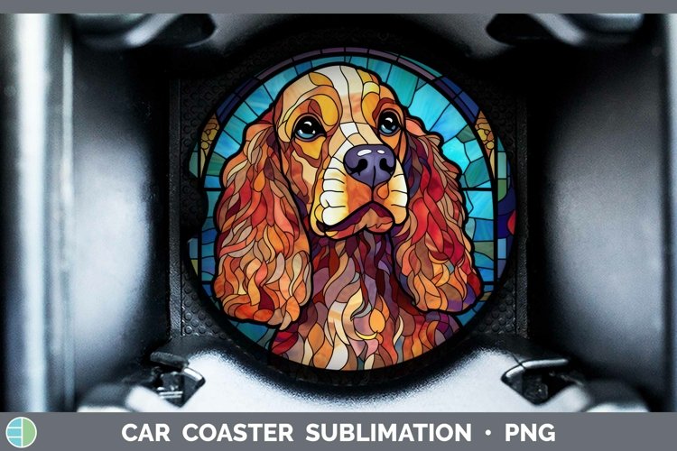 GorgeousStained Glass Dog Car Coaster design.