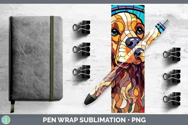 Stained Glass Dog Cocker Spaniel Pen Wrap Sublimation Epoxy