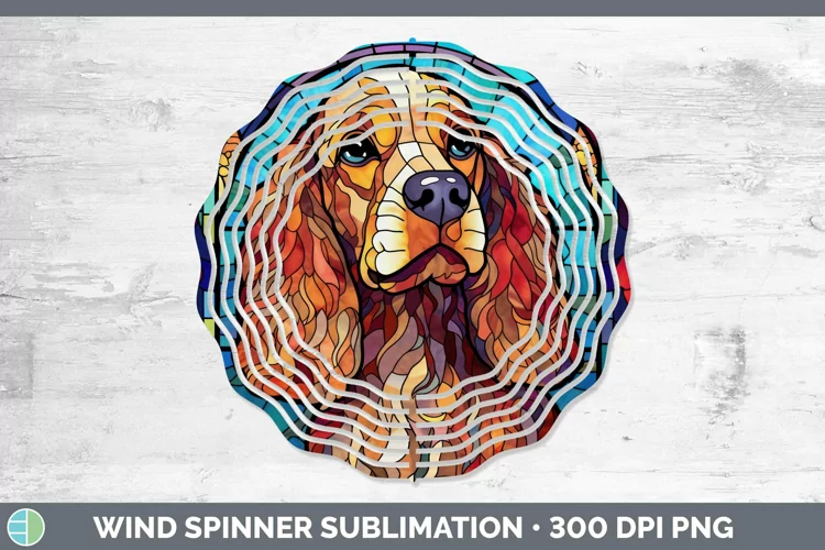 Stained Glass Dog Cocker Spaniel Wind Spinner Sublimation Sp