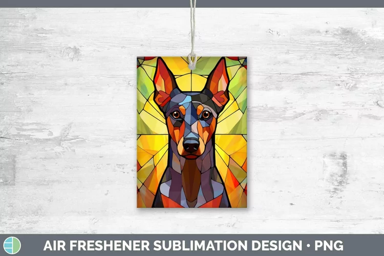 Stained Glass Dog Doberman Pinscher Air Freshener Sublimatio