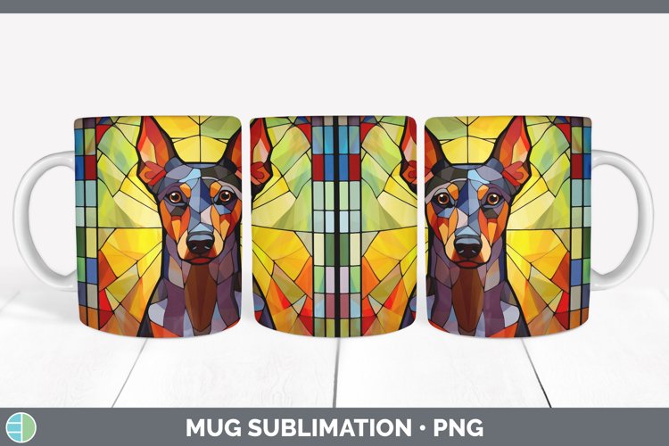 GorgeousStained Glass Dog Mug Wrap design.