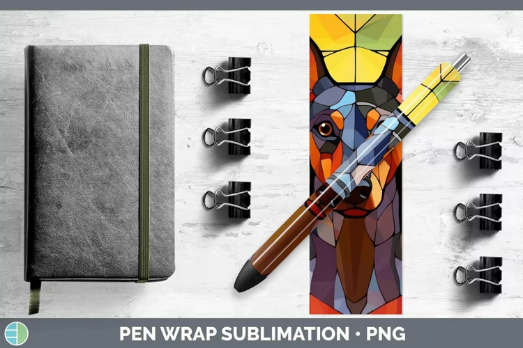 Stained Glass Dog Doberman Pinscher Pen Wrap Sublimation Epo