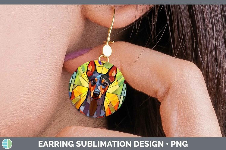 GorgeousStained Glass Dog Round Earrings design.