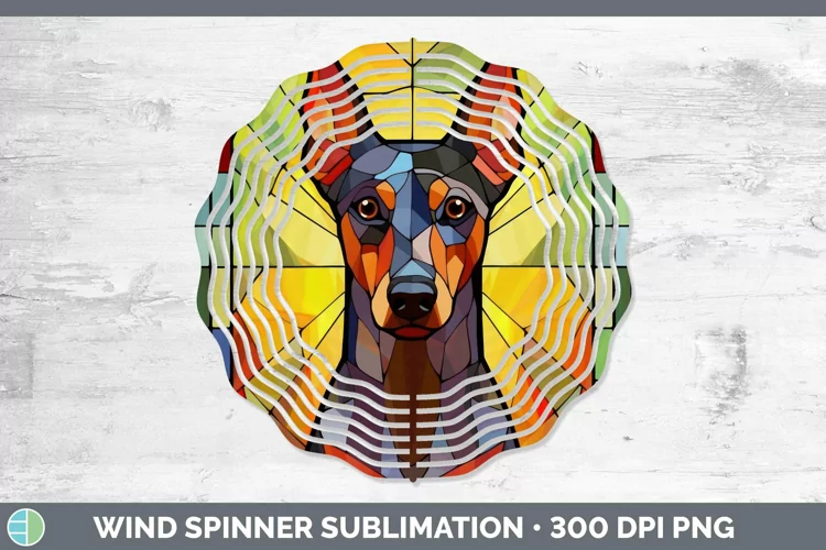 Stained Glass Dog Doberman Pinscher Wind Spinner Sublimation