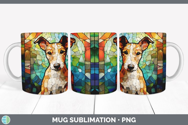 GorgeousStained Glass Dog Mug Wrap design.
