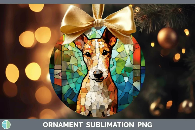 Stained Glass Dog Fox Terrier Dog Ornament Sublimation Baubl