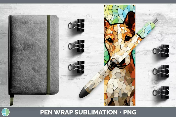 Stained Glass Dog Fox Terrier Dog Pen Wrap Sublimation Epoxy