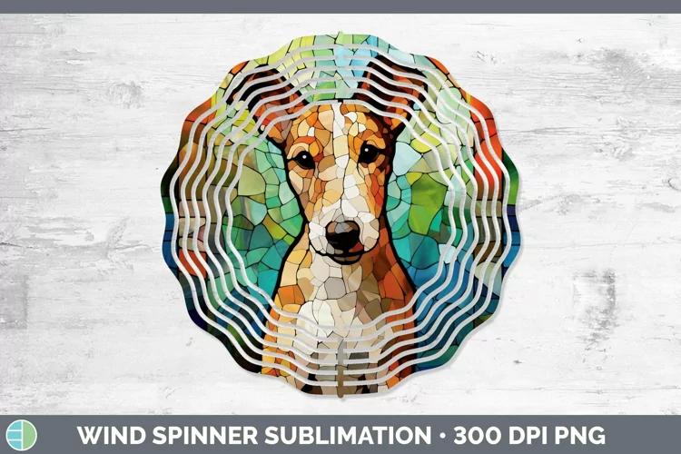 Stained Glass Dog Fox Terrier Dog Wind Spinner Sublimation S