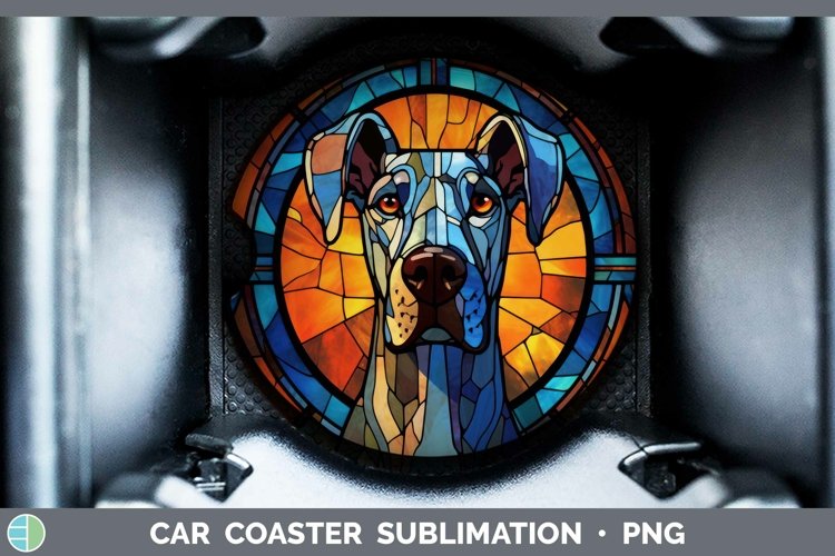 GorgeousStained Glass Dog Car Coaster design.