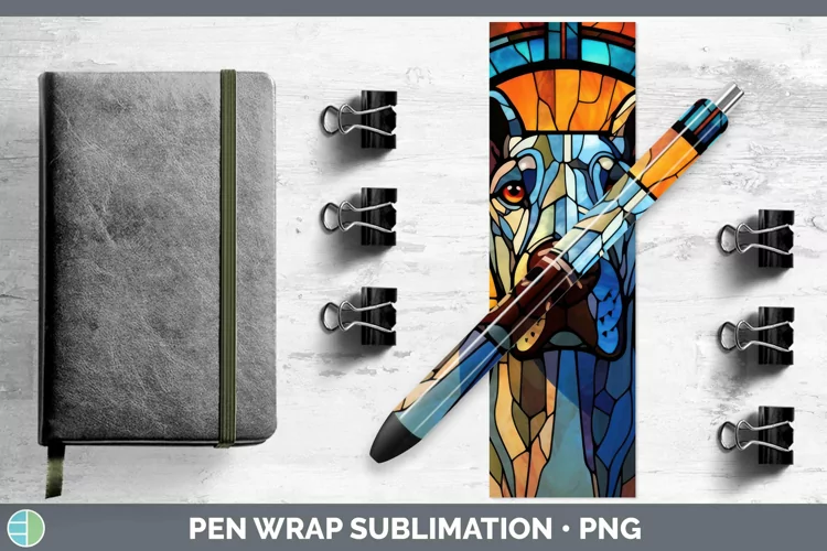 Stained Glass Dog Great Dane Pen Wrap Sublimation Epoxy Pen
