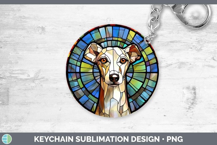 GorgeousStained Glass Dog Keychain design.