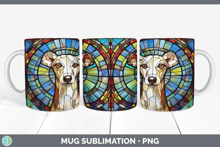 GorgeousStained Glass Dog Mug Wrap design.