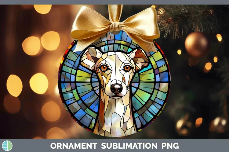 Stained Glass Dog Greyhound Ornament Sublimation Bauble Desi