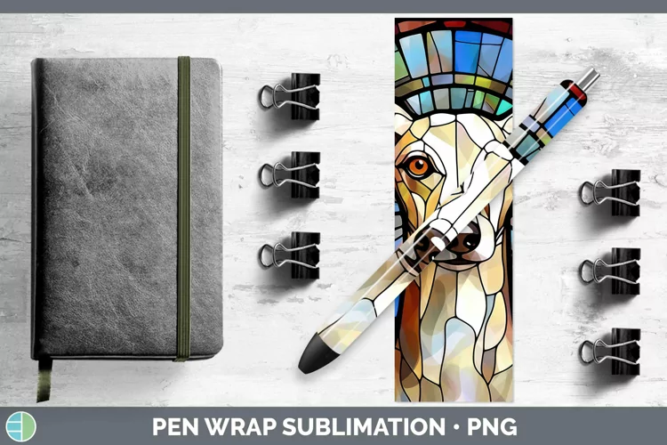 Stained Glass Dog Greyhound Pen Wrap Sublimation Epoxy Pen D