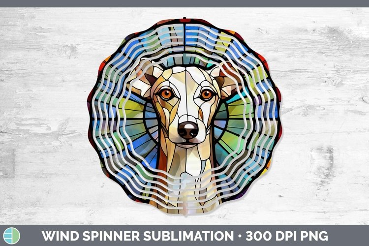 GorgeousStained Glass Dog Wind Spinner design.