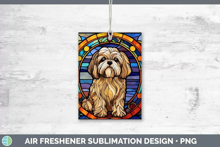 Stained Glass Dog Lhasa Apso Air Freshener Sublimation Car F